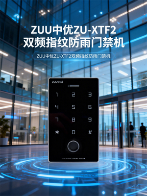 ZUU 中优 ZU-XTF2 防雨指纹门禁机 户外全防水双频触摸门禁一体机 工厂小区安防优选