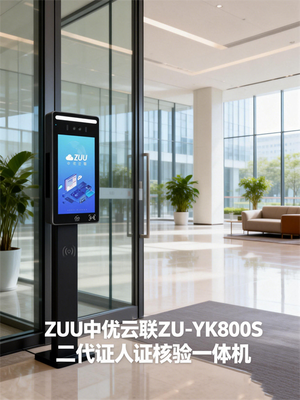 ZUU 中优云联 ZU-YK800P 二代身份证人证核验人脸门禁机 - 公检法政务大厅智能门禁设备